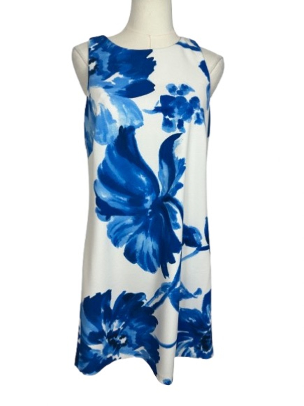 Ralph Lauren White Dress with Bold Blue Floral Print